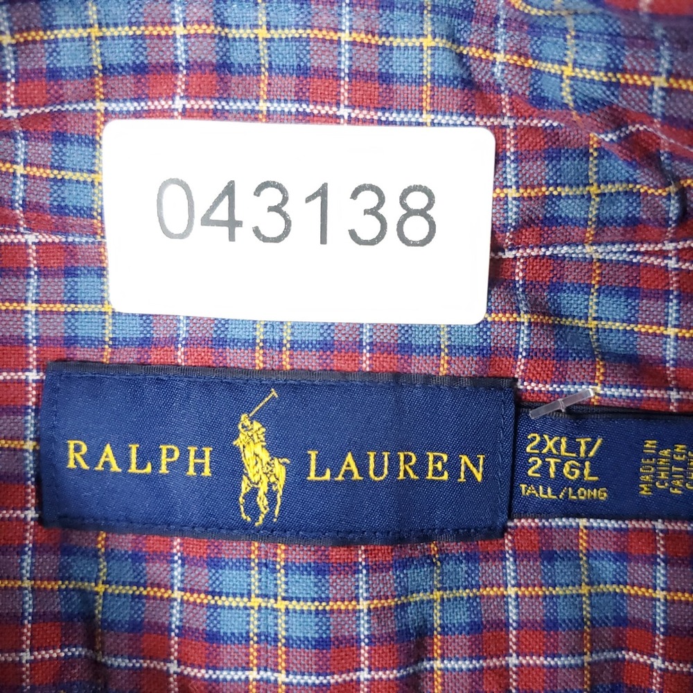 Ralph Lauren Mens 2XLT Blue Red Plaid Pony Button Up Long Sleeve Shirt 2XL Tall - Picture 7 of 7